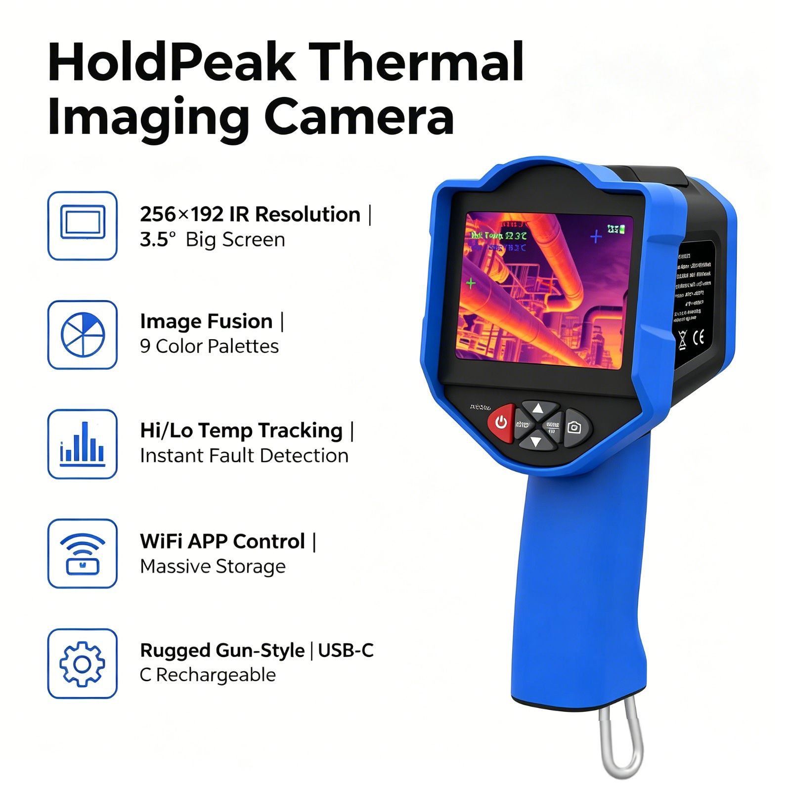 Thermal Imaging Camera 256X192 - Câmera Termográfica HoldPeak 256x192 IR 50mK